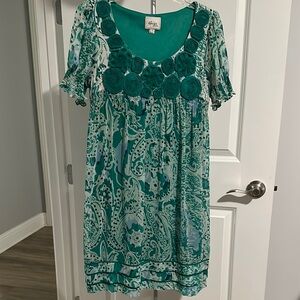 Beige by eci Green/ivory Dress Sz 6